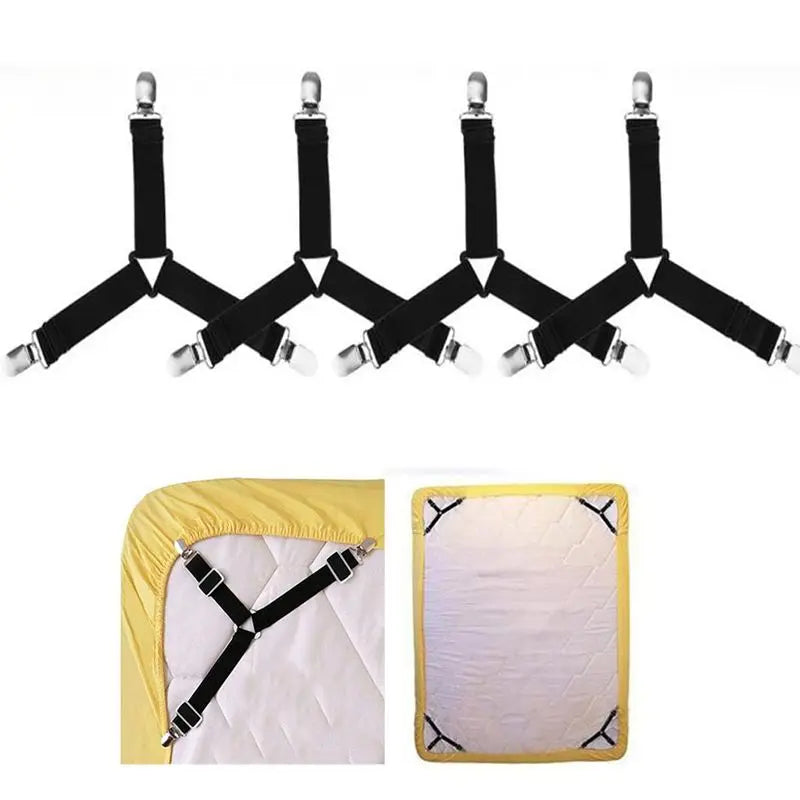 4Pcs/lot Bed Sheet Fasteners Holder Gadgets for Bed Sheet Organizer Mattress Cover Clip For Home Elastic Straps Adjustable Clips - ALPENZO