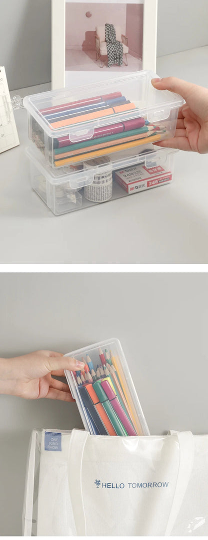 Large Capacity Transparent Stationery Case Pencil Storage Colour Pencil Storage Children's Crayon Painting Sketching Pencil Bag ALPENZO