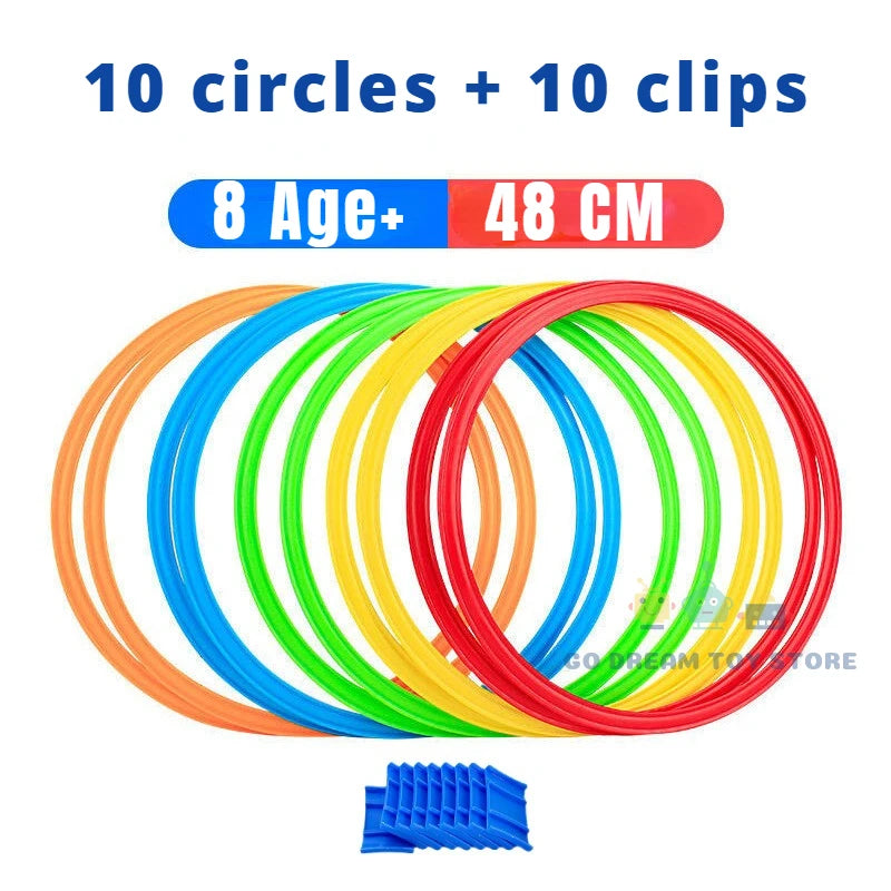 Outdoor Kids Funny Physical Training Sport Toys Lattice Jump Ring Set Game with 10 Hoops 10 Connectors for Park Play Boys Girls ALPENZO