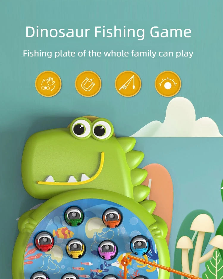 Dinosaur Simple Magnetic Fishing Toys Play Rod Game Toys for Children Baby Montessori with Rod Kids Educational No Rotating Gift ALPENZO