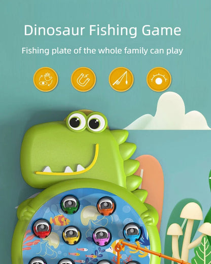 Dinosaur Simple Magnetic Fishing Toys Play Rod Game Toys for Children Baby Montessori with Rod Kids Educational No Rotating Gift ALPENZO
