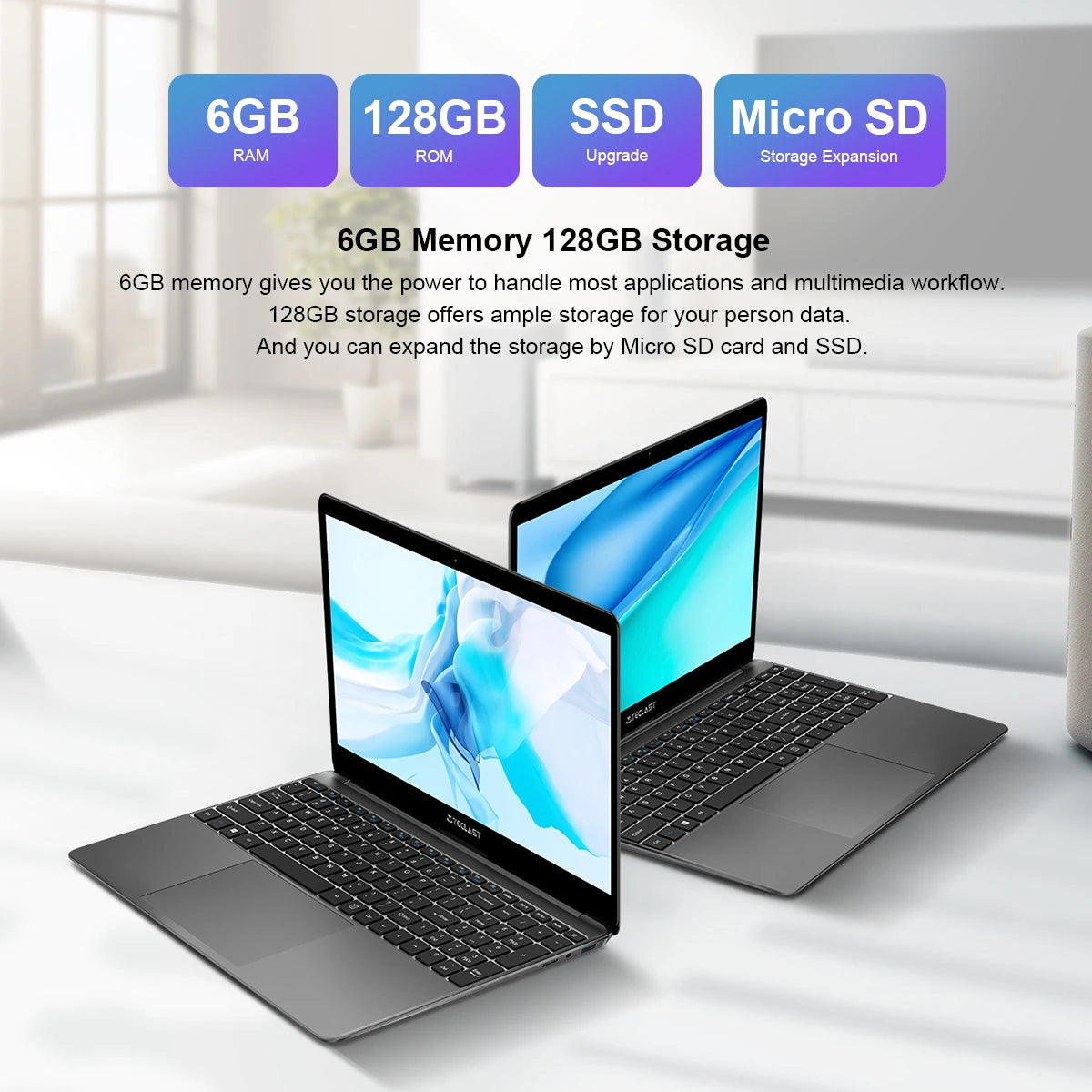 Teclast F15S laptop, 15,6 inch, 6GB/8GB RAM, 128GB ROM, Celeron J3455/N4020/N3350, Windows 10 OS, 1920x1080 IPS, UHD 500 GPU, Du - ALPENZO