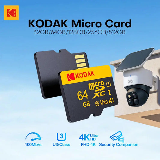 Kodak Micro SD Card Memory Card Class 10 32GB 64GB 128GB 256GB U3 4K High Speed Cartao De Memoria Flash Memory TF Mecard C10 - ALPENZO