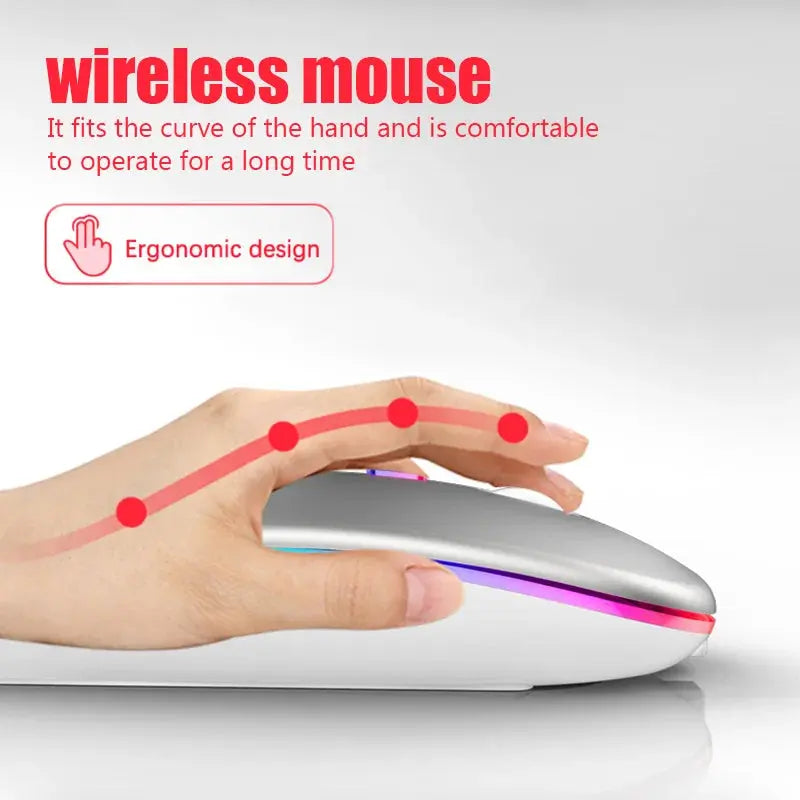 Tablet Phone Computer Bluetooth Wireless Mouse Rechargeable RGB Backlight Mice for iPad PC Laptop Tablet Phone 2.4GHz USB Mouse - ALPENZO