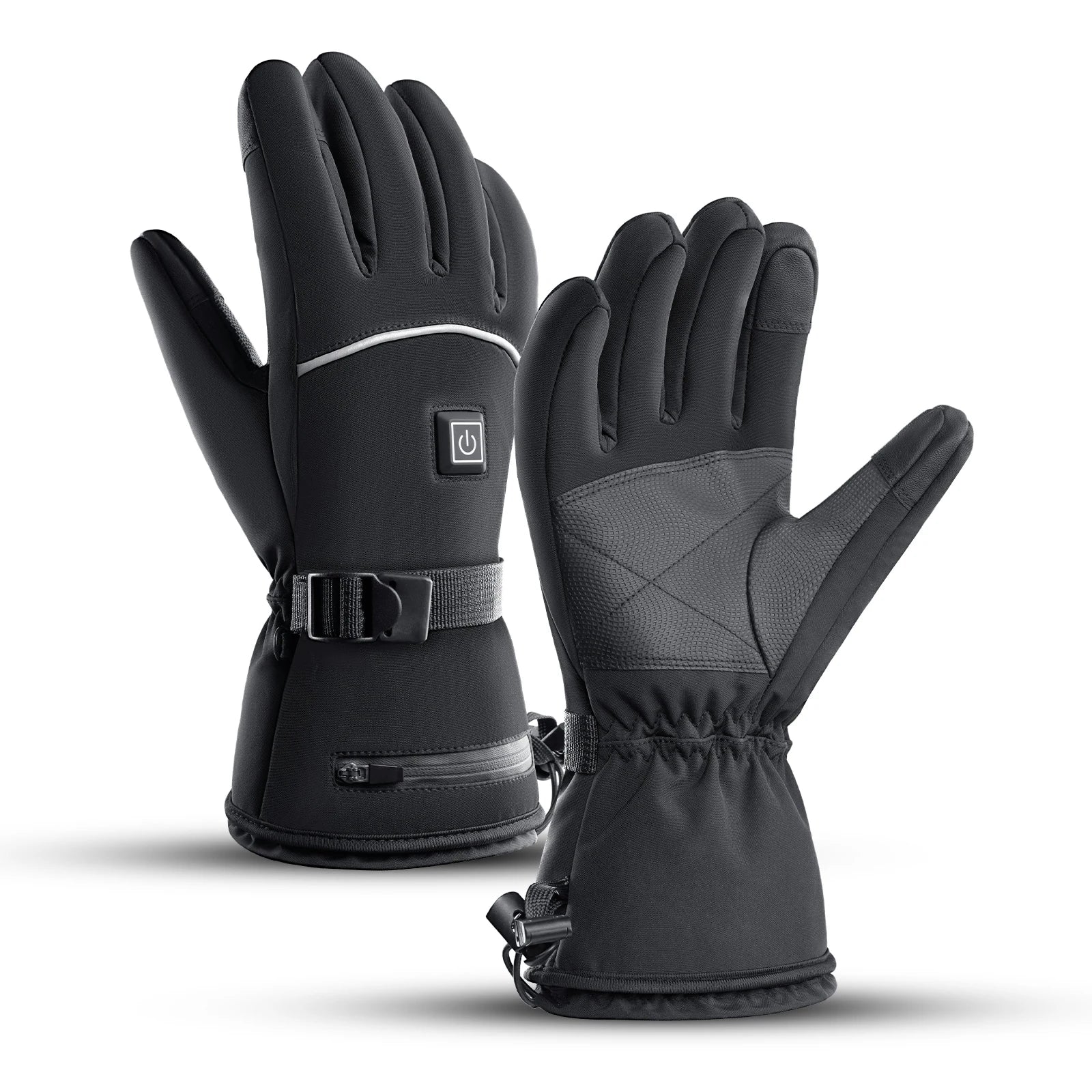 Electric Heated Gloves Motorcycle Winter Moto Heated Gloves Warm Waterproof Rechargeable Heating Thermal Gloves For Snowmobile ALPENZO