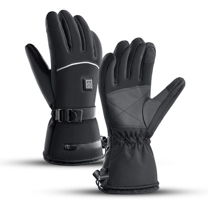 Electric Heated Gloves Motorcycle Winter Moto Heated Gloves Warm Waterproof Rechargeable Heating Thermal Gloves For Snowmobile ALPENZO