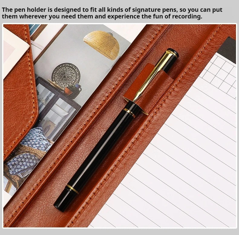 Multifunctional A4 Conference Folder Business Stationery Folder Leather Contract File Folders ALPENZO