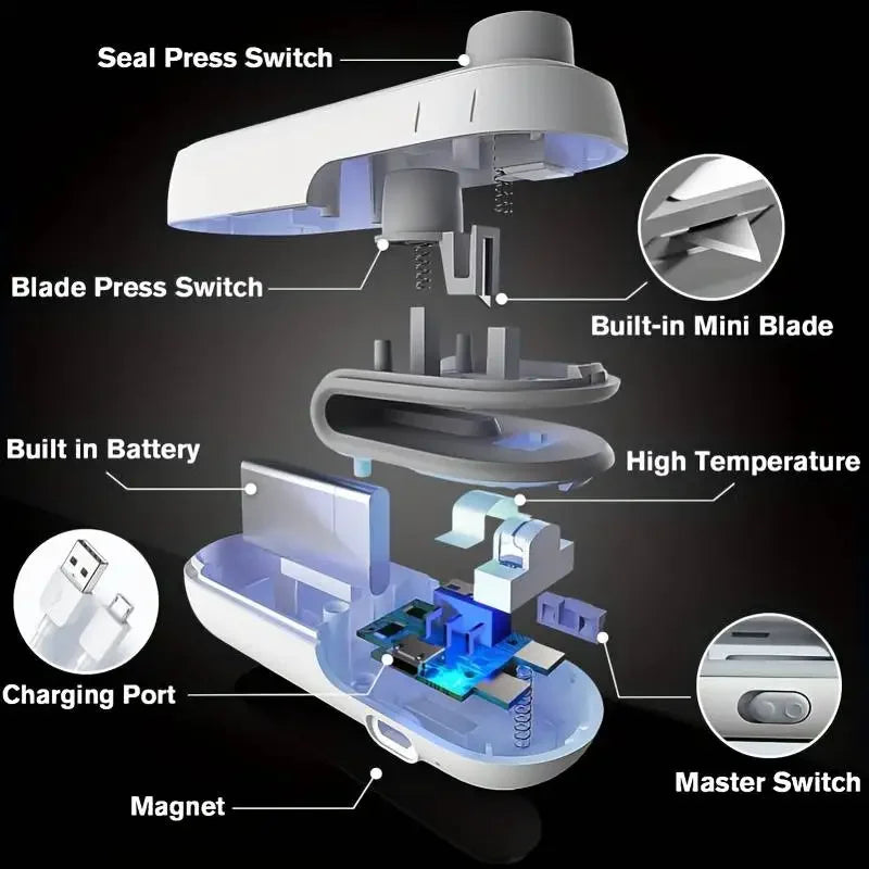 Mini Sealer Portable Mini Sealer 2 in 1 Heat Sealer For Snacks  Home use rechargeable sealer Vacuum Sealer Snacks plastic bag
