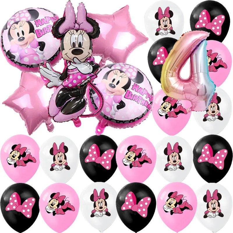 Minnie Mouse Party Decoration Disposable Tableware Minnie Cup Plate Balloon For Girls Baby Bath Birthday Party Supplies ALPENZO