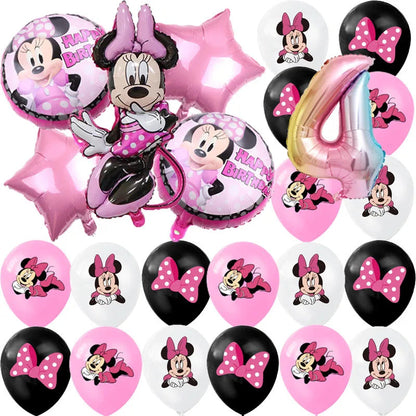 Minnie Mouse Party Decoration Disposable Tableware Minnie Cup Plate Balloon For Girls Baby Bath Birthday Party Supplies ALPENZO