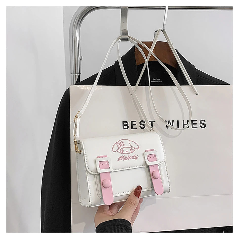 Sanrio Pu Square Bag Anime Shoulder Bags Kawaii Messenger Tote Cute Cartoon Backpacks My melody Cinnamorol Kuromi Fashion Bags ALPENZO