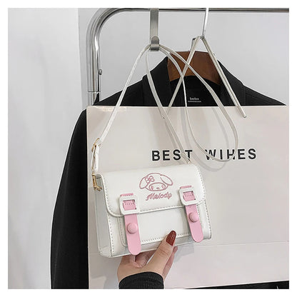 Sanrio Pu Square Bag Anime Shoulder Bags Kawaii Messenger Tote Cute Cartoon Backpacks My melody Cinnamorol Kuromi Fashion Bags ALPENZO