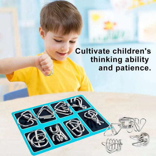 8 Pcs Montessori Series Metal Educational Toys Intelligence Interactive Game Unlock Widgets Kids Stress Relief Unique Toy ALPENZO