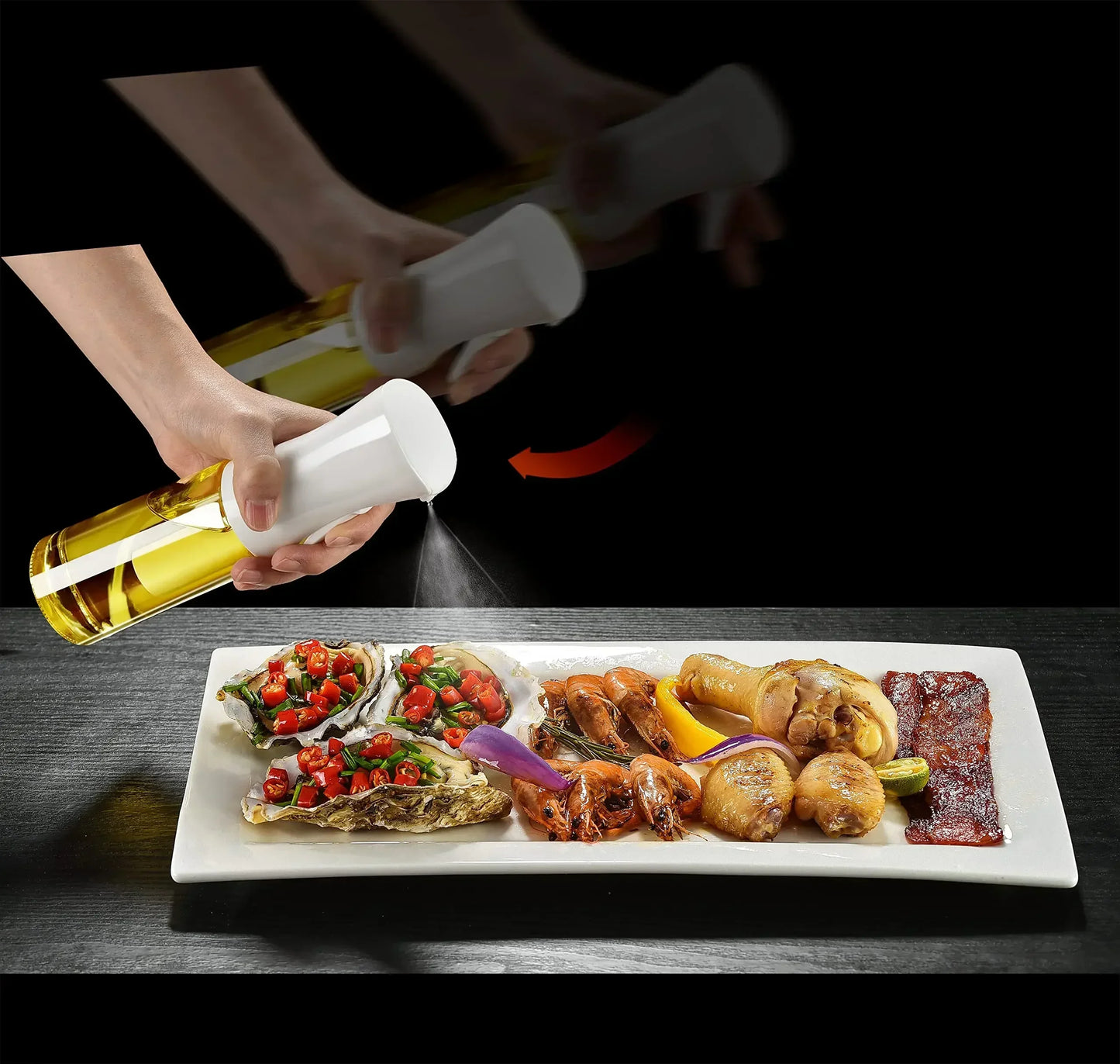Kitchen Oil Spray Bottle Cooking Olive Oil Sprayer 200/300/500ML Pneumatic Spray Bottle Fitness Barbecue Spray Oil Dispenser - ALPENZO