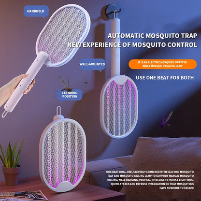 Clearance_Foldable Electric Mosquito Killer Fly Swatter Trap USB Rechargeable Mosquito Racket Insect Killer with UV Light Bug Za - ALPENZO