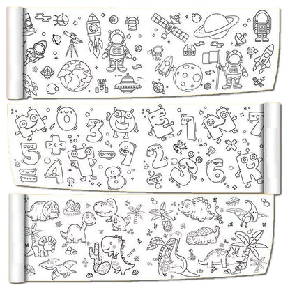 0.9/3M Space Food Animal Canvas Children's Drawing Roll DIY Coloring Paper Roll Color Filling Graffiti Paper-cut Painting School ALPENZO