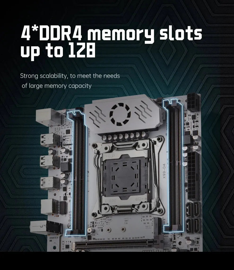 QIYIDA X99 motherboard D4 LGA 2011 3 with M.2 slot Support X99 C612chip DDR4 Memory SATA3.0 USB3.0 PCI16X - ALPENZO