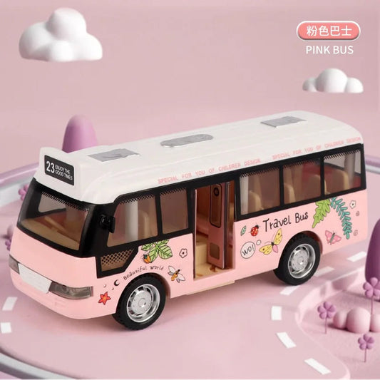 School Bus Toys Cars Die Cast Plastic Little Cars City Bus With Sound And Light Up Friction Powered Cars Play Toys Gift For Kids ALPENZO