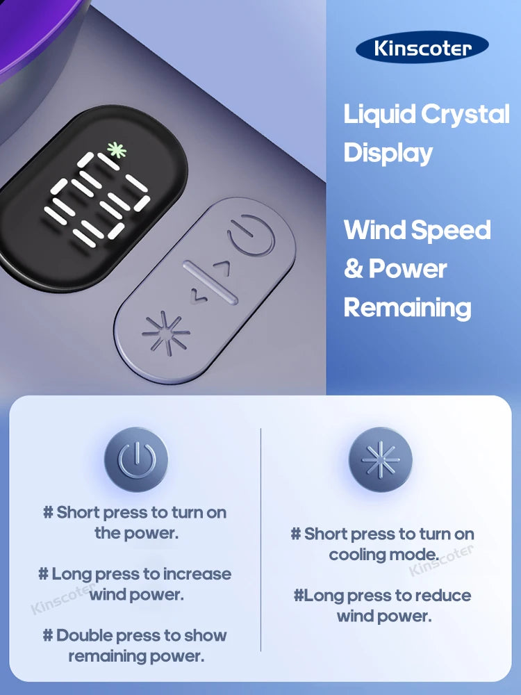 KINSCOTER Portable Handheld Turbo Fan 100 Wind Speeds Adjustable Mini Personal Fan Battery Operated Electric Eyelash Fan ALPENZO