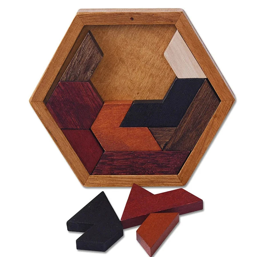 Wooden Tangram Jigsaw DIY Puzzle Kids Learning Educational Toys for Children Thinking Training Wood Toy Puzzles Montessori Games ALPENZO