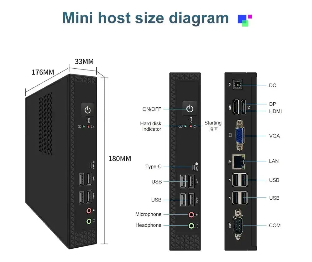 TexHoo Mini PC Computer Intel Core i7 i5 Processador ITX Windows 10 Pro Thin Client Industry COM SSD Bluetooth WIFI Brand New - ALPENZO