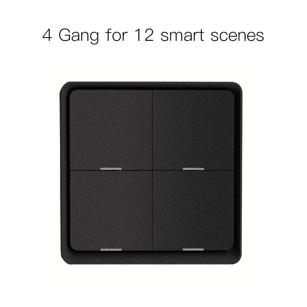 MOES 4 Gang Tuya ZigBee Wireless 12 Scene Switch Push Button Controller Battery Powered Automation Scenario for Tuya Devices - ALPENZO