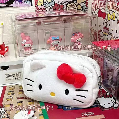 Japanese Cat Pen Bag Cute Printed Cartoon Plush Student Pen Bag Simple And Fashionable Multi Functional Large Capacity Storage ALPENZO