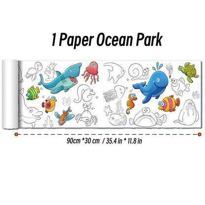 0.9/3M Space Food Animal Canvas Children's Drawing Roll DIY Coloring Paper Roll Color Filling Graffiti Paper-cut Painting School ALPENZO