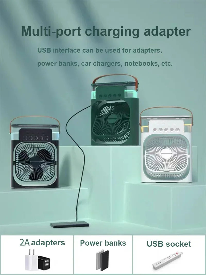 3 In 1 Fan AIr Conditioner Household Small Air Cooler LED Night Light Portable Air Adjustment Fan Office Home Fan New ALPENZO
