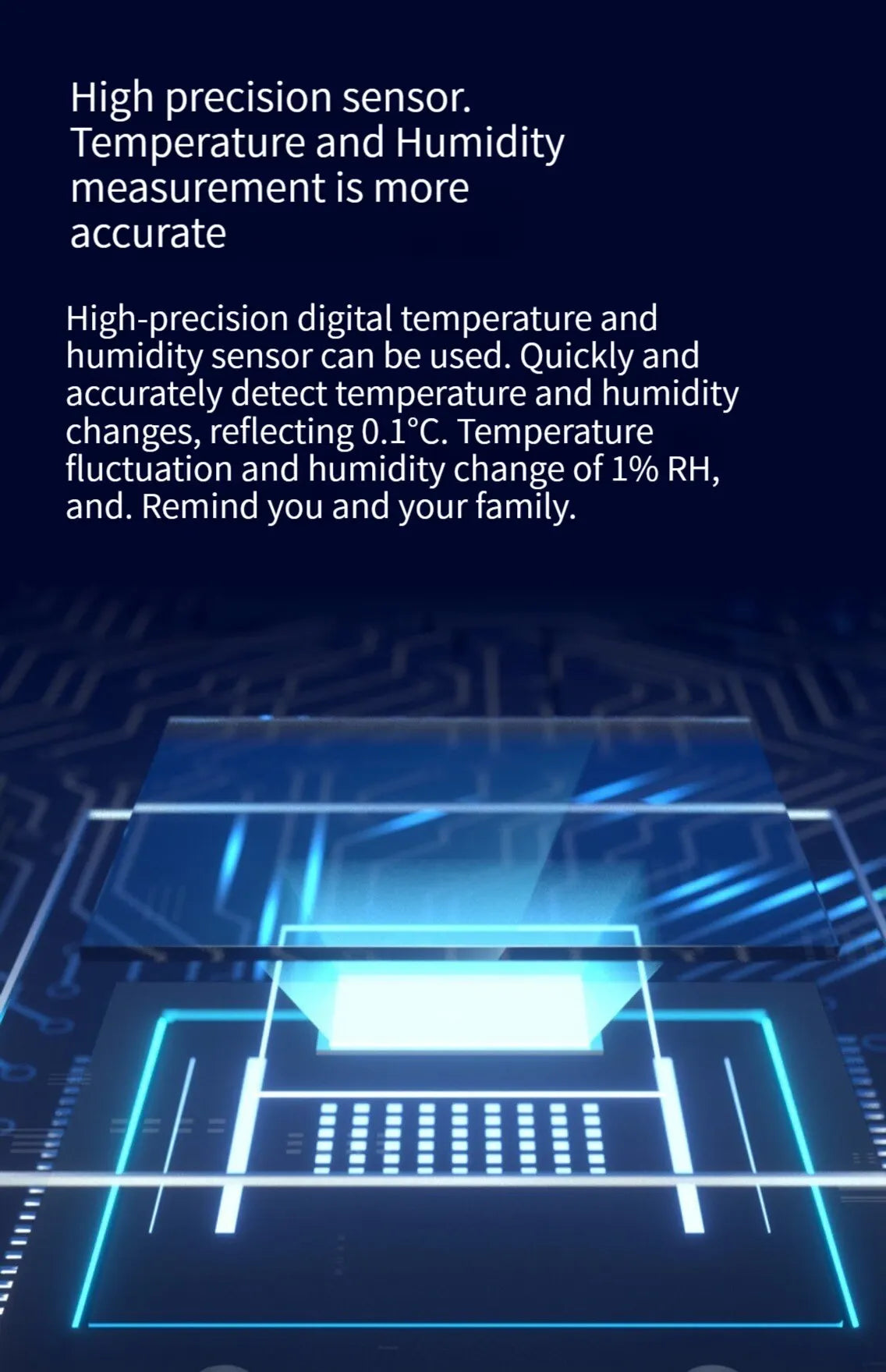 Humidity sensor, indoor thermometer, hygrometer, temperature and humidity monitor, with LCD display screen, displaying Celsius t - ALPENZO