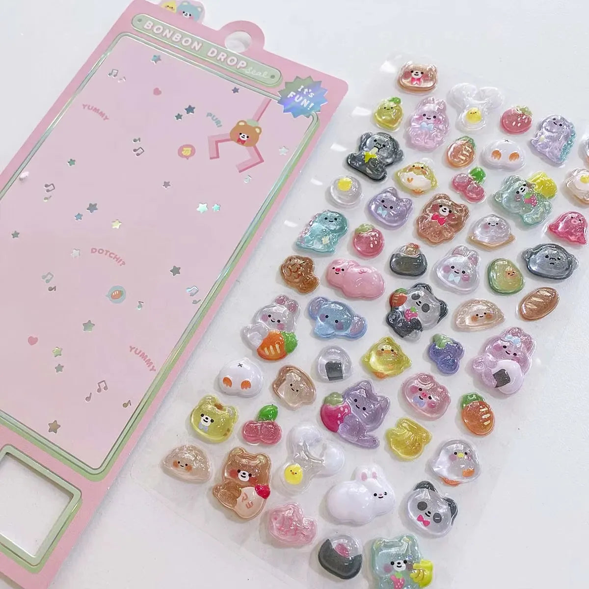 1 pc 3D Relief Stickers Scrapbooking Creative Candy Ghost Rabbit Drop Diy Diary Stationery Sticker Decor Cute Aesthetic Stickers ALPENZO