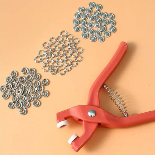 50 Sets 9.5MM Five Jaw Buckle Pliers Set Tool DIY Craft Sewing Hollow Solid Metal Snap Buttons Clothes Installation Accessories ALPENZO