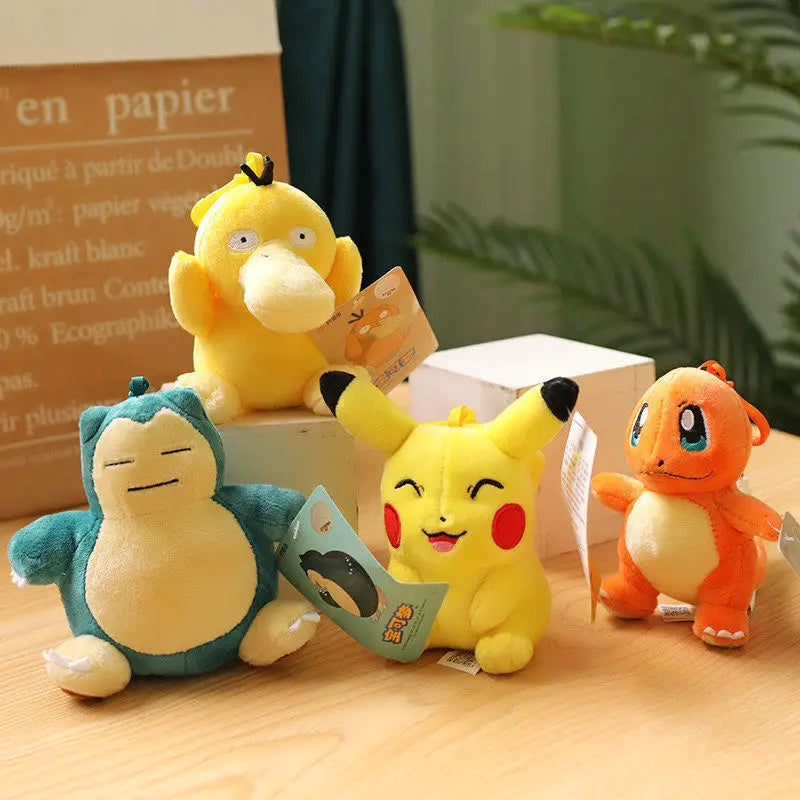 Clearance_Original Pokemon Plush Keychain Cartoon Toys Pikachu Charmander Psyduck Squirtle Snorlax Wobbuffet Doll Kids Kawai Toy ALPENZO