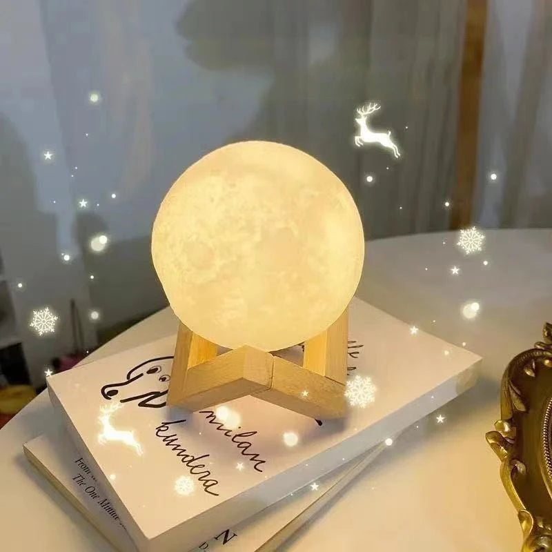 8 cm DIY Planet Lamp Moon Galaxy Night Light Art Painting Graffiti Birthday Gift Bedroom Living Room Decoration (With Stand) - ALPENZO