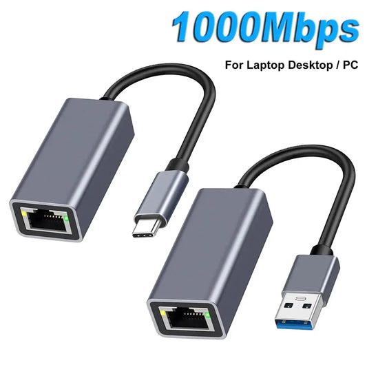USB Type C Ethernet Adapter 1000Mbps USB 3.0 RJ45 Network Card  For MacBook PC Windows XP 7 8 10 Android USB Lan Internet Cable - ALPENZO