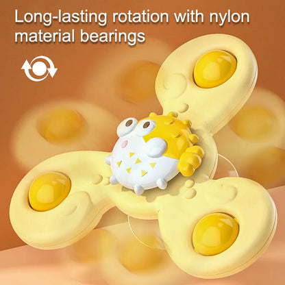 Montessoris Baby Spin Top Bath Toys For Boy Children Bathing Sucker Spinner Suction Cup Toy For Kids 2To4 Years Rattles Teether ALPENZO