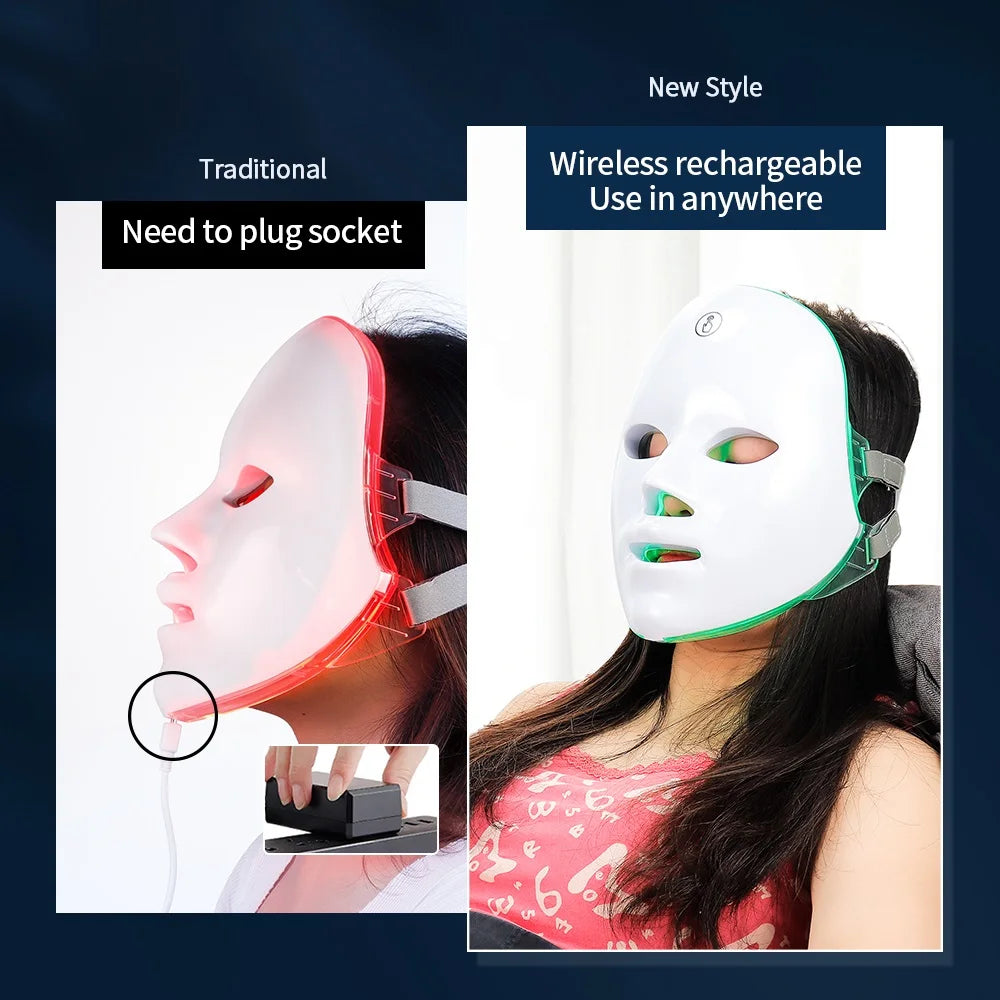 7 Colors Led Facial Mask With Neck Red Light Therapy Mask For Skin Tightening Lifting Anti-aging Bio-Light Beauty Whitening Home ALPENZO