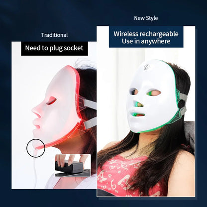 7 Colors Led Facial Mask With Neck Red Light Therapy Mask For Skin Tightening Lifting Anti-aging Bio-Light Beauty Whitening Home ALPENZO