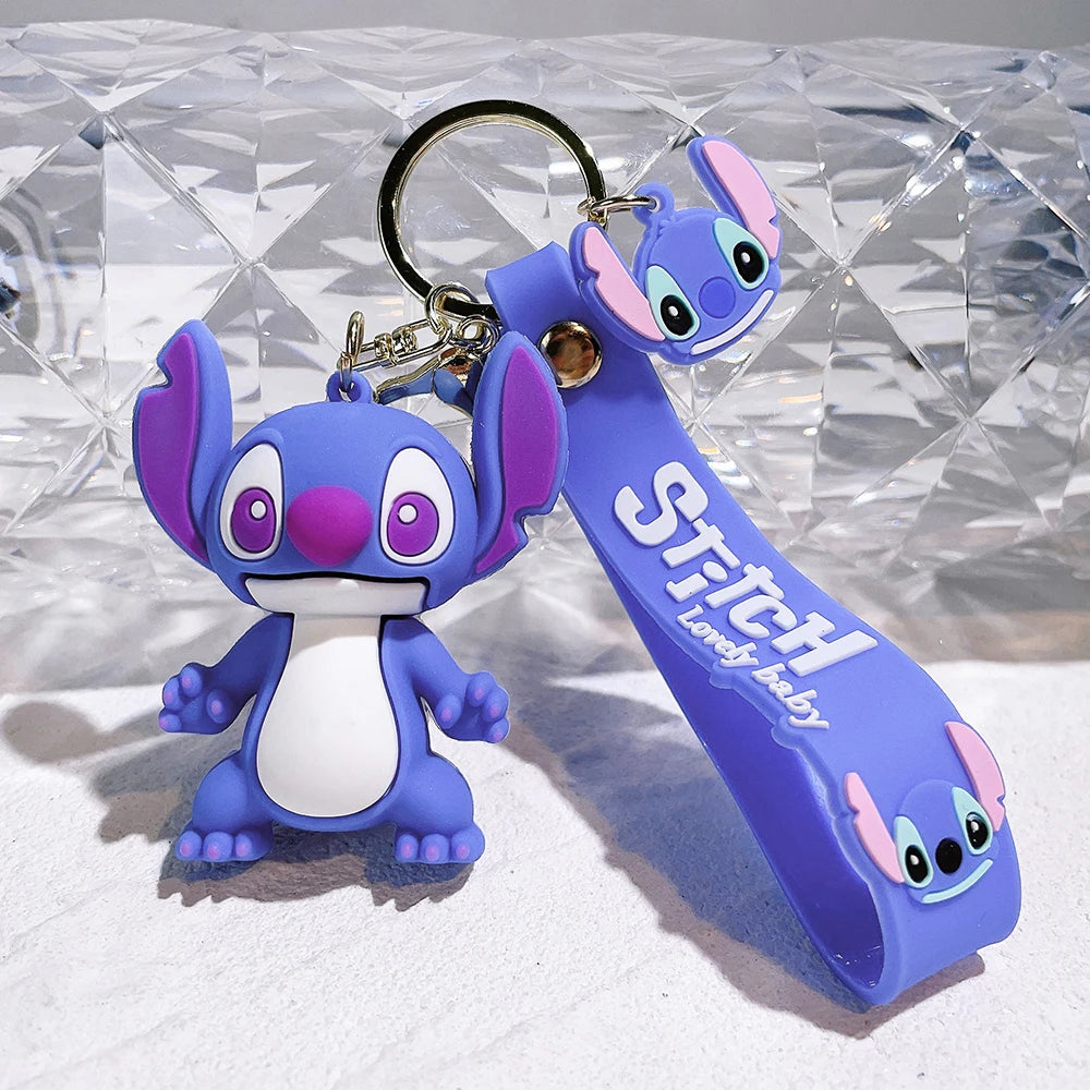 Lilo & Stitch Toys Keychian Anime Stitch Pendant Keychain Sweet Pink Angel Keychians Women Car Keyring Girl Birthday Gift ALPENZO