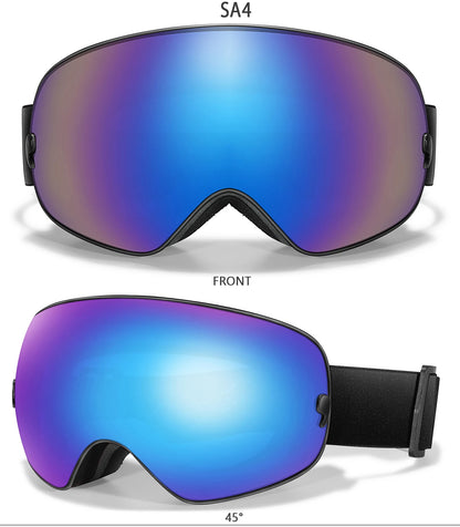 Ourdoor Sports Teen Men Women Ski Goggles-Anti-fog UV400 Eyewear, Christmas and New Year Gift, Free Black Lens and Optical Frame