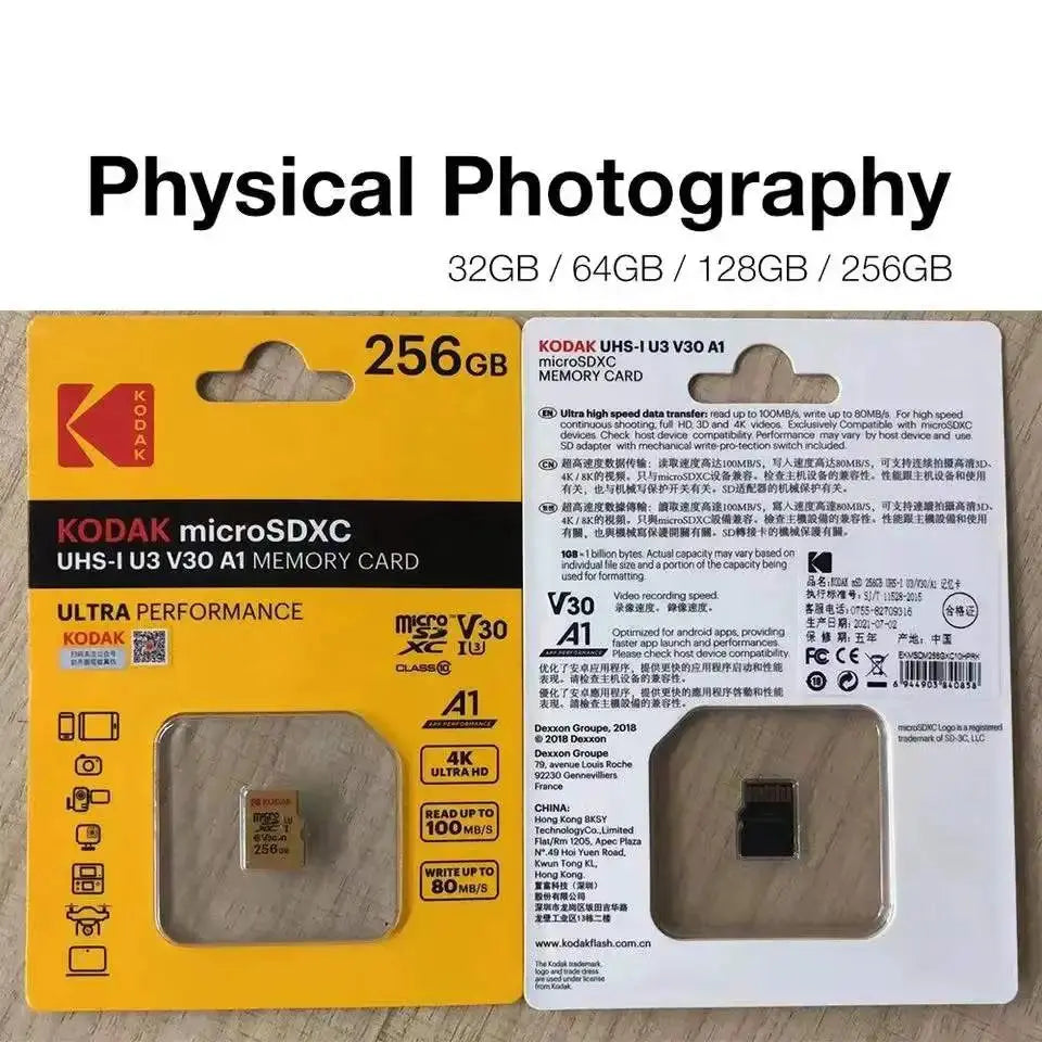 Kodak Micro SD Card Mini SD Class10 32GB 64GB 128GB 256GB High Speed Write Super Compatibility Phone Camera Meomory Card - ALPENZO