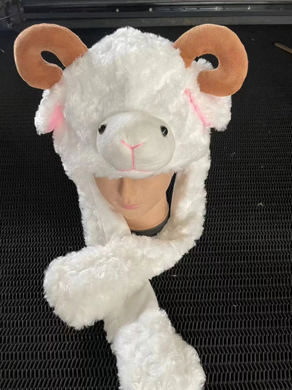 Cartoon Bunny Ear Move Hat Jumping up Toys Rabbit Girls Animal Plush Costume Cosplay Cap Kids Party for Adult Funny Anime Hat ALPENZO