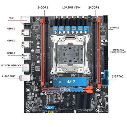 SOYO X99 Motherboard Set Kit With Intel LGA2011-3 Xeon E5 2680 V4 and DDR4 16GB (2*8GB) 2133MHz Dual Channel RAM M.2 NVME - ALPENZO
