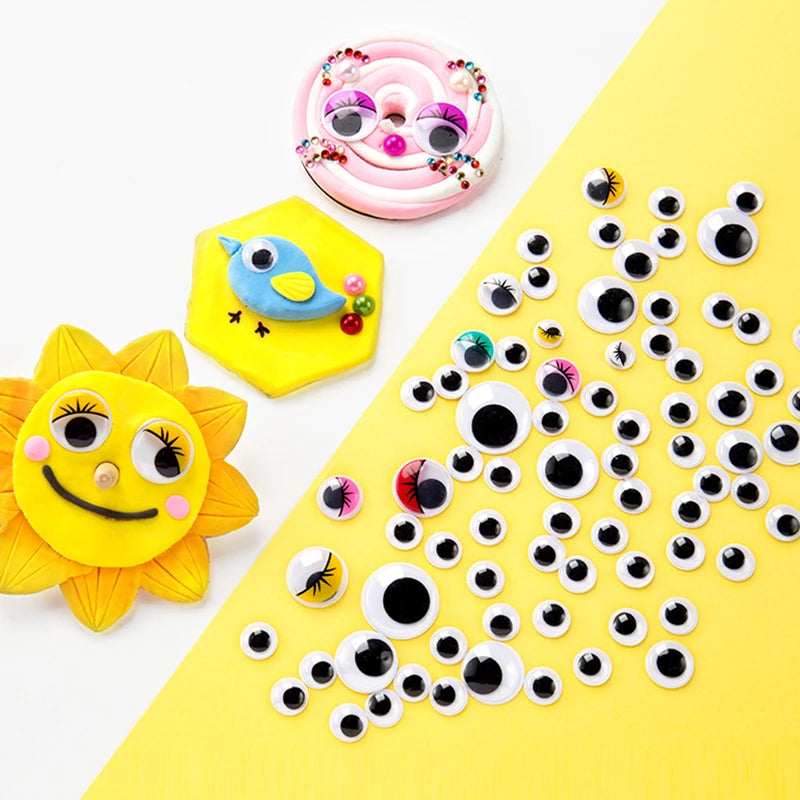 100pcs/200pcs Self-adhesive Googly Wiggle Eyes for DIY Scrapbooking Crafts Projects DIY Dolls Accessories Eyes Handmade Toys GYH ALPENZO