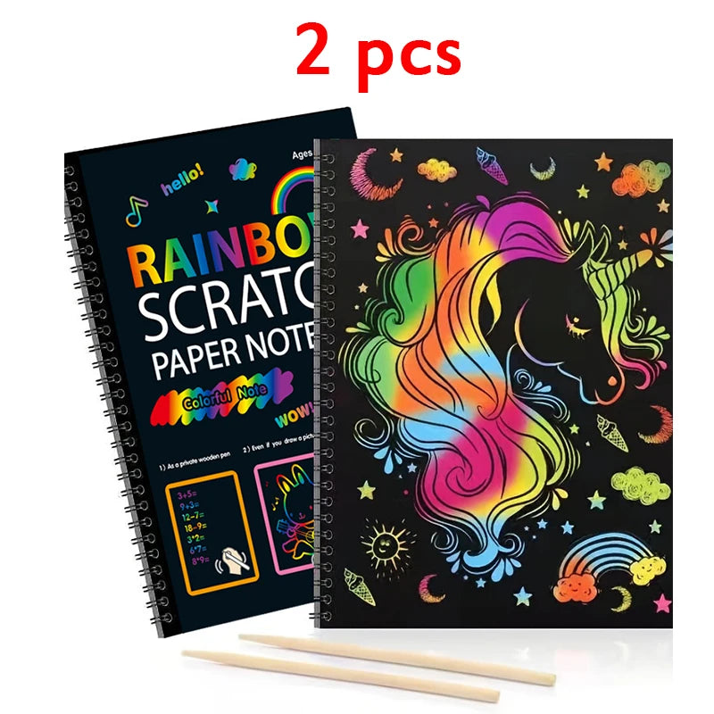 100Pcs Dazzling Scratch Painting Parent Child Interactive Toys Note Cards Handmade Painting ALPENZO