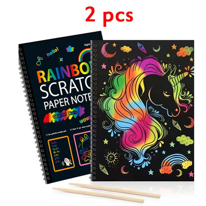 100Pcs Dazzling Scratch Painting Parent Child Interactive Toys Note Cards Handmade Painting ALPENZO