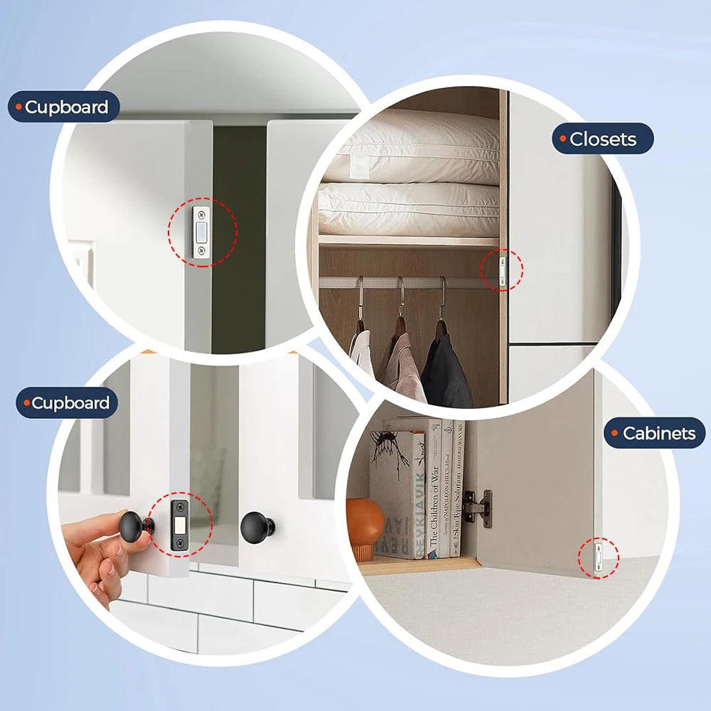 Magnetic Cabinet Catches Ultra Thin Door Strong Magnets Stopper Invisible Adhesive Drawer Magnet Lock for Kitchen Closet Closer - ALPENZO