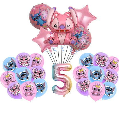 Disney Pink Lilo&Stitch Birthday Party Decorations Disposable Plate Angel Balloon Baby Shower Girls Birthday Party Supplies ALPENZO