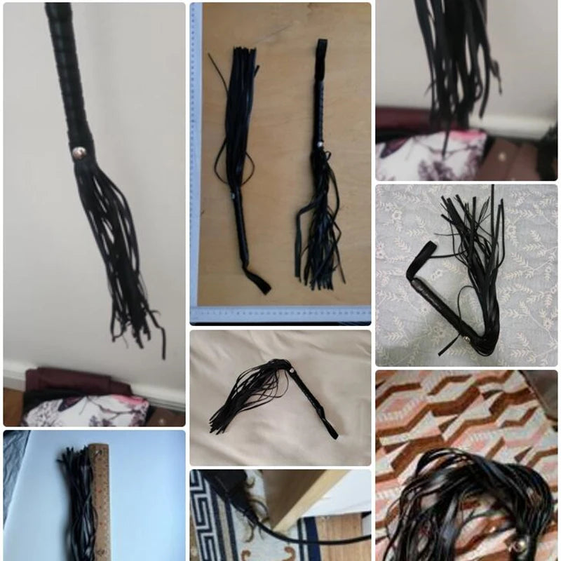 High Quality Pu Leather Pimp Whip Racing Riding Crop Party Flogger Hand Cuffs Queen Black Horse Riding Whip