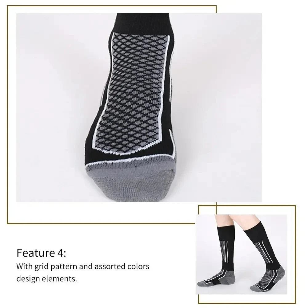 DIZETION 1 Pair Winter Warm Thickening Ski Stockings Hiking Socks For Women Men Children Outdoor Anti-Cold High Sports Stockings